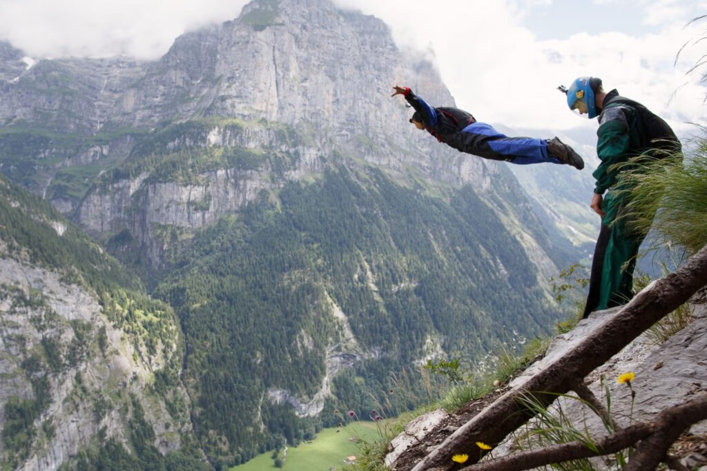 Wingsuit flying, Lauterbrunnen, Switzerland